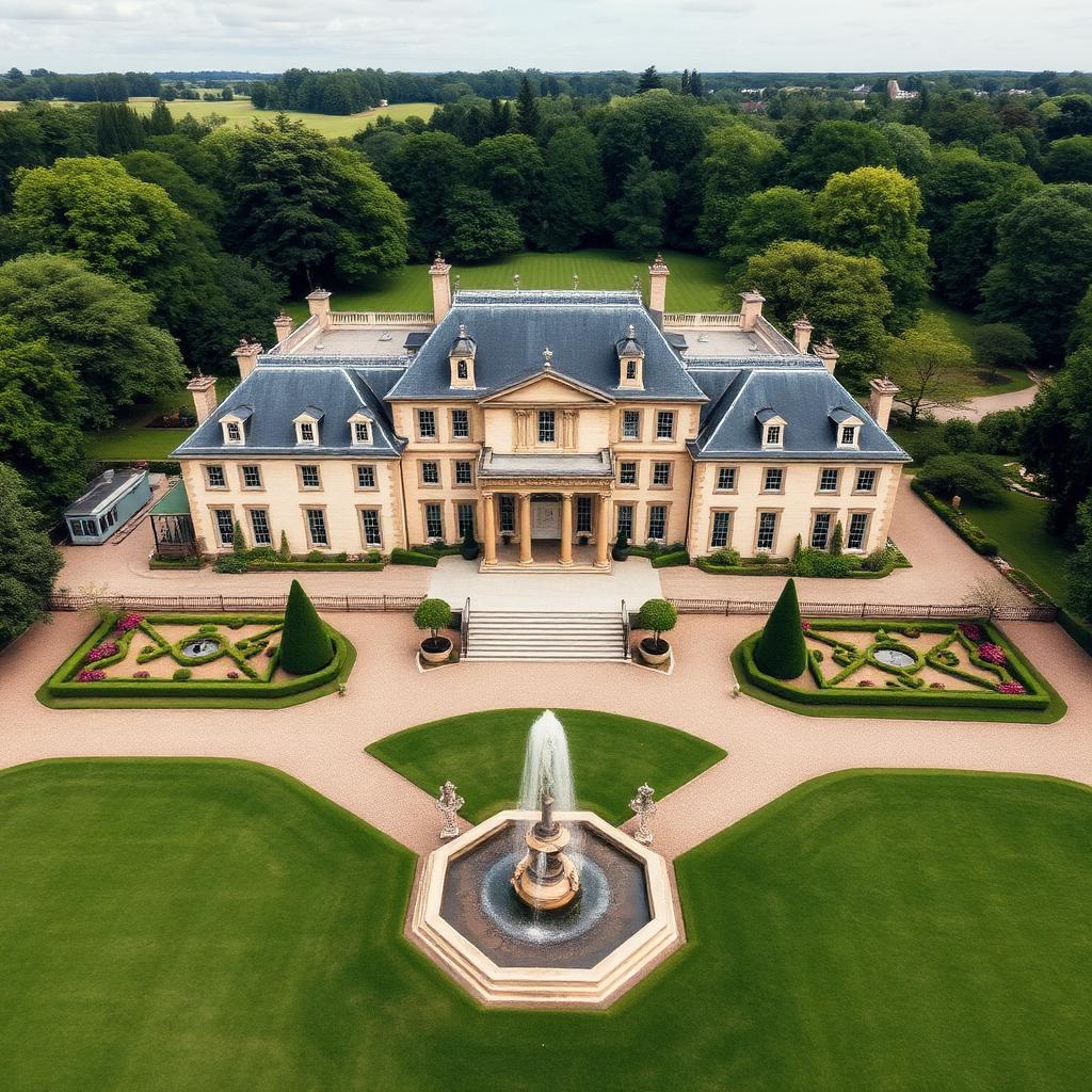 Georgian manor house with formal gardens